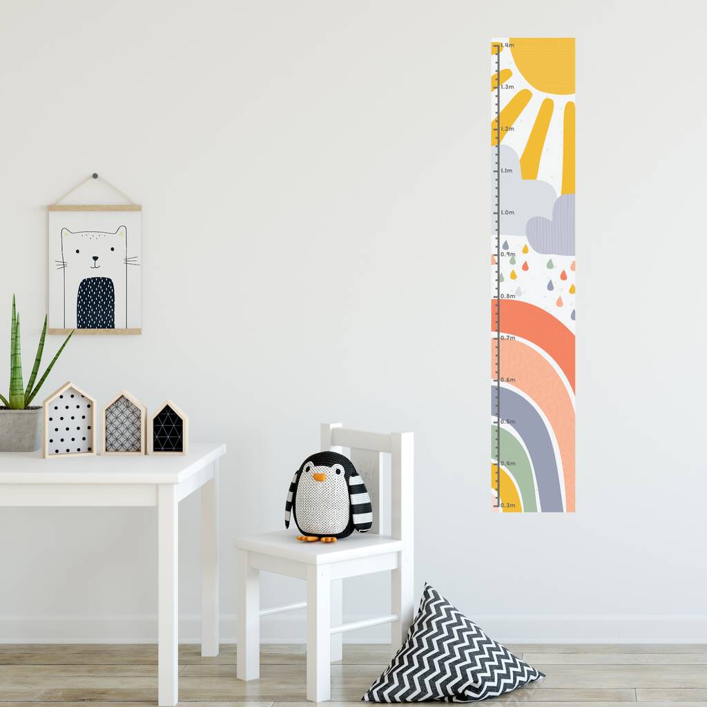 Sunny Rainbow Height Chart Fabric Wall Sticker, 1 of 2