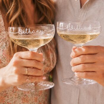 Personalised Champagne Saucer Set Of Two, 2 of 3
