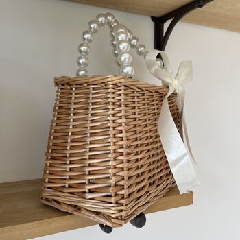 Personalised Pearl Handle Wicker Basket Bag, 3 of 4