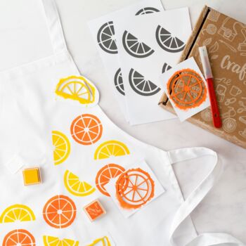The Citrus Fruit Stencilled Apron Craft Kit, 2 of 8