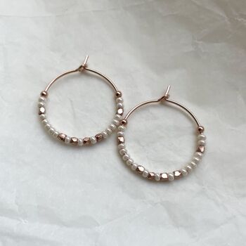 Pearly White And Fair Trade Nuggets Medium Hoops, 8 of 9