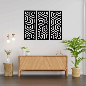 Elegant Wood Wall Art Three Panel Wall Decoration, 8 of 10