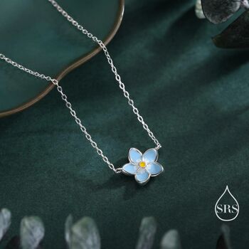Sterling Silver Forget Me Not Flower Pendant Necklace, 4 of 12