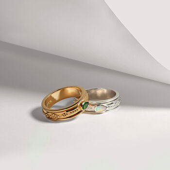Saraswati Sterling Silver Opal Spinning Ring, 6 of 9