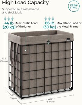 Laundry Basket 110 L Fabric Liner Metal Wire Frame, 10 of 12