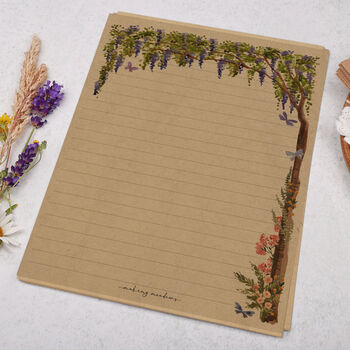 A5 Kraft Letter Writing Paper With Wisteria Tree, 3 of 4