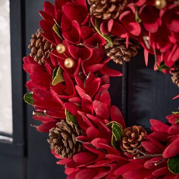 Festive Pine And Poinsettia Wreath, 2 of 4