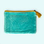 Embroidered Velvet Make Up Bag | Everyday Pouch | Daisy Floral In Turquoise, thumbnail 2 of 4