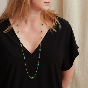 Emerald Pebble Gold Plated Silver Long Chain Necklace, 4 of 11