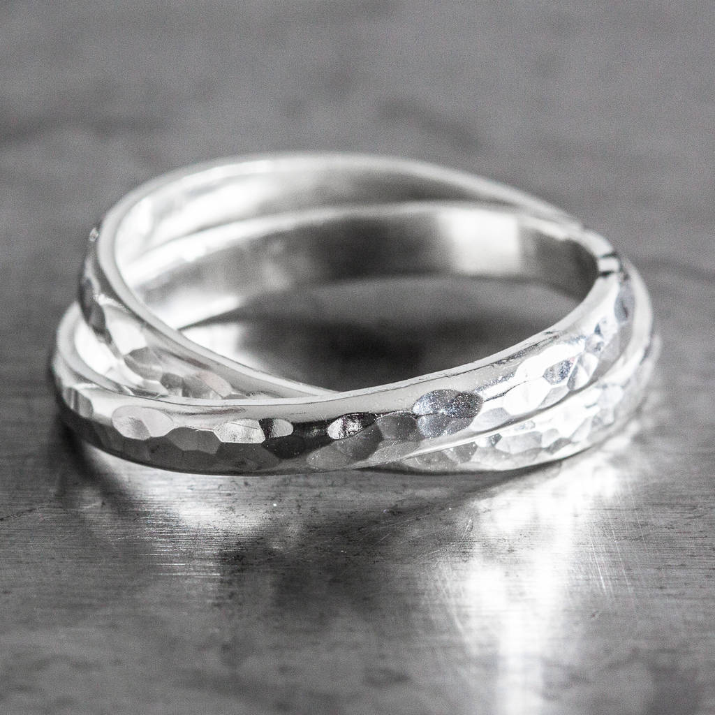 Personalised Silver Hammered Double Linked Ring By The Jewellery ...