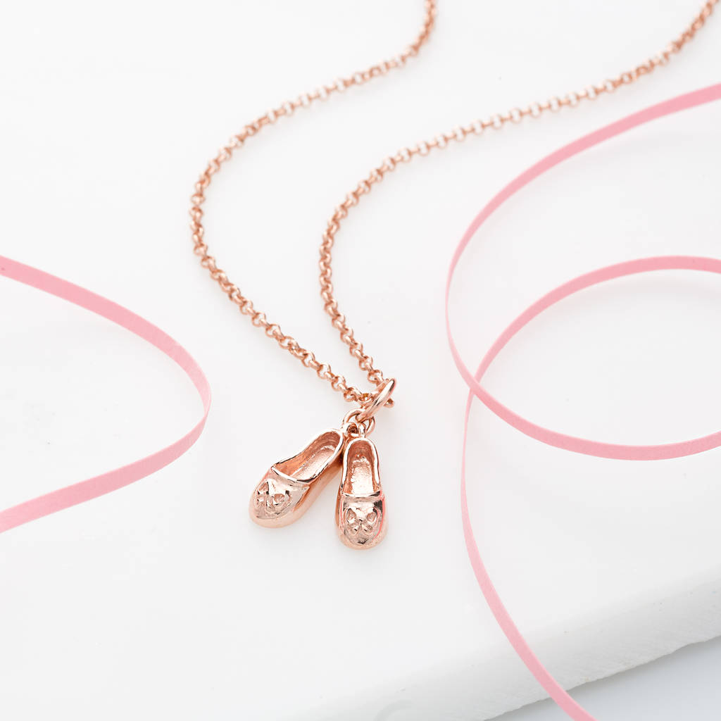 Children's Rose Gold Plated Ballet Shoes Necklace