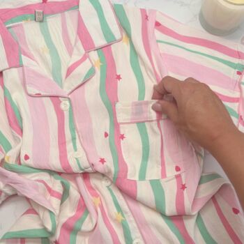 Christmas Pyjama Gift Set – Striped Pastel Pjs And Eye Mask – Ideal For Her And Teens, 3 of 10