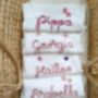 Personalised Floral White Frill Name Cardigan,Baby Girl Gift, thumbnail 3 of 7