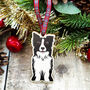 Collie Dog Hanging Wooden Christmas Decoration, thumbnail 2 of 6