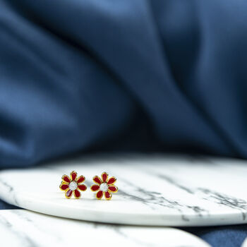 One Pc Stainless Steel Colourful Daisy Flower Studs, 8 of 12