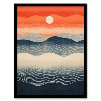 Low Sun High Tide Blue Orange Seascape Wall Art Print, 5 of 6