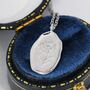 Chrysanthemum Flower Oval Necklace In Sterling Silver, thumbnail 6 of 10