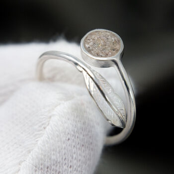 Feather Cremation Ashes Adjustable Memorial Ring, 2 of 7