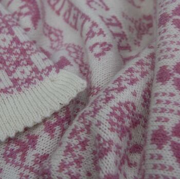 Personalised Lambswool People Baby Blanket Cream/Pink, 2 of 5