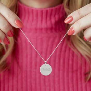 Personalised Name Silver Plated Disc Necklace, 2 of 12