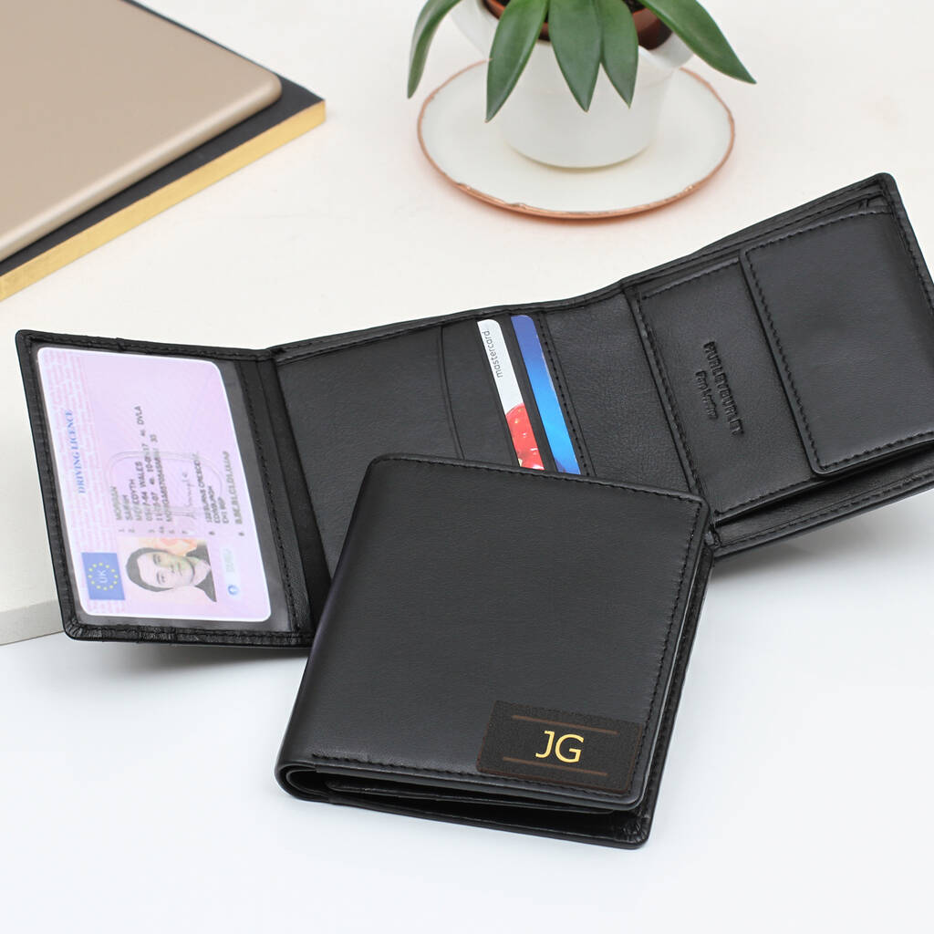 Luxury Leather Personalised Initial Patch Wallet By Hurleyburley man