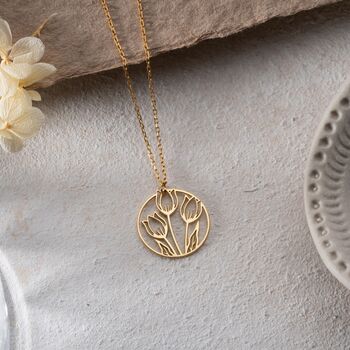 Sterling Silver Tulip Bouquet Necklace, 7 of 10