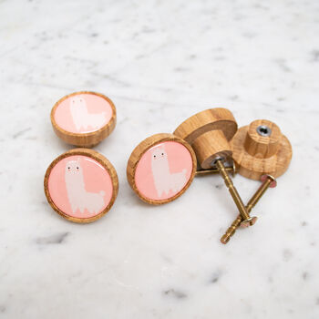 Pink Llama Oak Knob, Drawer Or Door Handle, 3 of 4