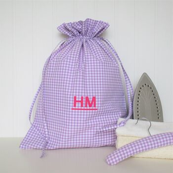 Gingham Laundry Bag With Initials Motif, 5 of 8