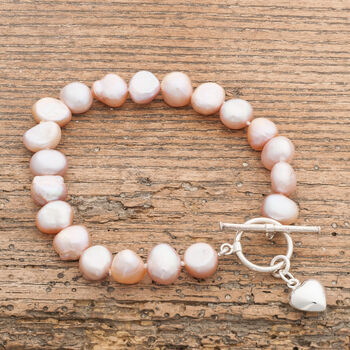 Freshwater Pearl Bracelet With Silver Heart, 7 of 8
