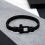 Personalised Men's Nautical Double Strand Black Matt D Shackle And Rope Bracelet, thumbnail 1 of 9