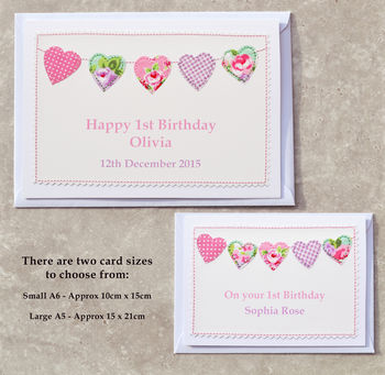 Girls 1st Birthday Handmade Card, 3 of 3