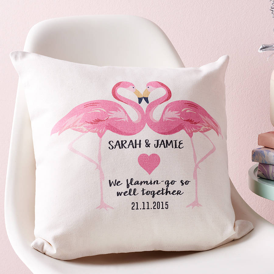 Personalised Flamingo Couples Cushion, 1 of 3