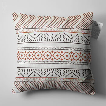 Aztec Pattern Cushion Cover With Geometric Brown Lines, 5 of 7