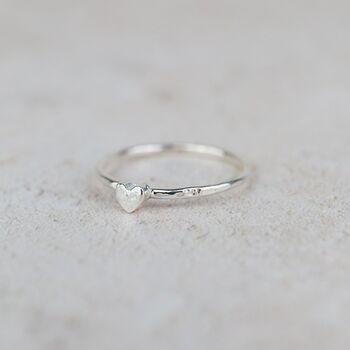 Sterling Silver Mini Heart Charm Ring, 2 of 7