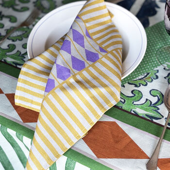 Set Of Four Diamond Linen Napkins, 3 of 8