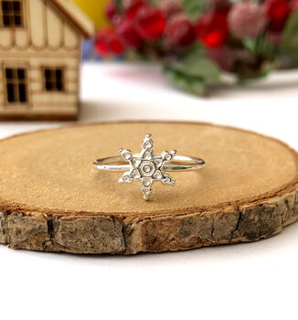 Sterling Silver Snowflake Ring, 8 of 11