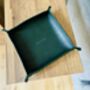 Personalised Dark Racing Green Leather Accessories Tray, thumbnail 12 of 12