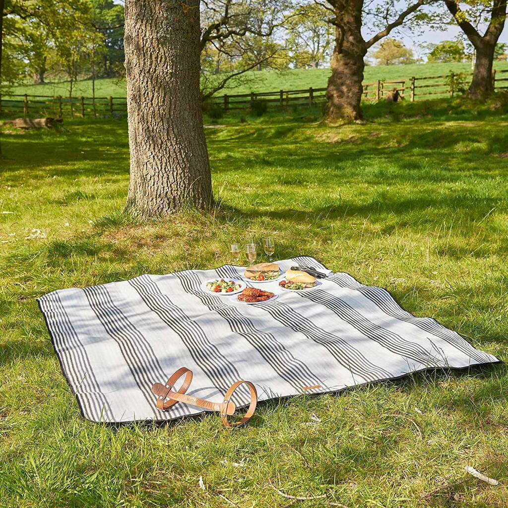 Faux Leather Carrier Handle Picnic Blanket Rug, 1 of 4