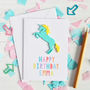 Personalised Acrylic Unicorn Birthday Card, thumbnail 1 of 3