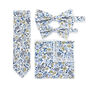 New Wedding 100% Cotton Floral Print Tie In Blue, thumbnail 1 of 6