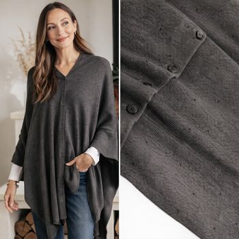 Soft Knit Button Detail Poncho, 3 of 8