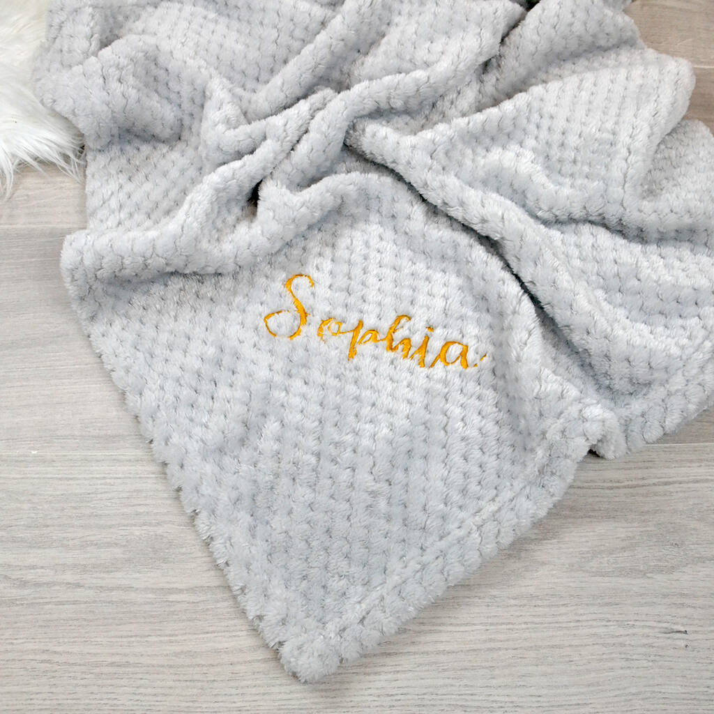 Personalised Grey Baby Blanket By D Caro