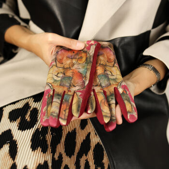 Art Print Suede Stretchy Touchscreen Gloves, 7 of 11