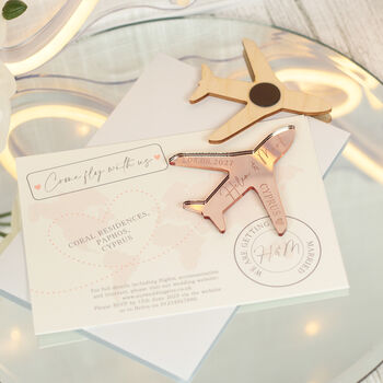 Aeroplane Destination Wedding Invitation Magnet And Card, 2 of 12