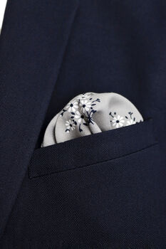 Wedding Handmade 100% Cotton Floral Print Tie In Grey, 3 of 9
