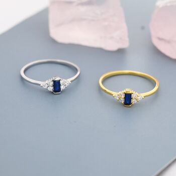 Sterling Silver Vintage Inspired Sapphire Blue Cz Ring, 5 of 12