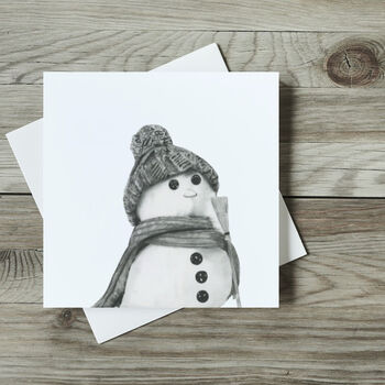 Luxury Snowman Hand Drawn Greeting Card And Envelope, 3 of 4