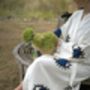 Long Organic Cotton Robe: White With Dark Blue And Black Eye, thumbnail 6 of 8