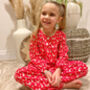 Children's Cotton Pyjama Set In Ruby Reindeer, thumbnail 1 of 7