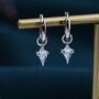 Rhombus Cz Huggie Hoop Earrings In Sterling Silver, thumbnail 2 of 11
